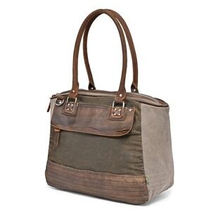 Mod Brand‎ Canvas Leather Trim Satchel Shoulder Bag Everyday Purse